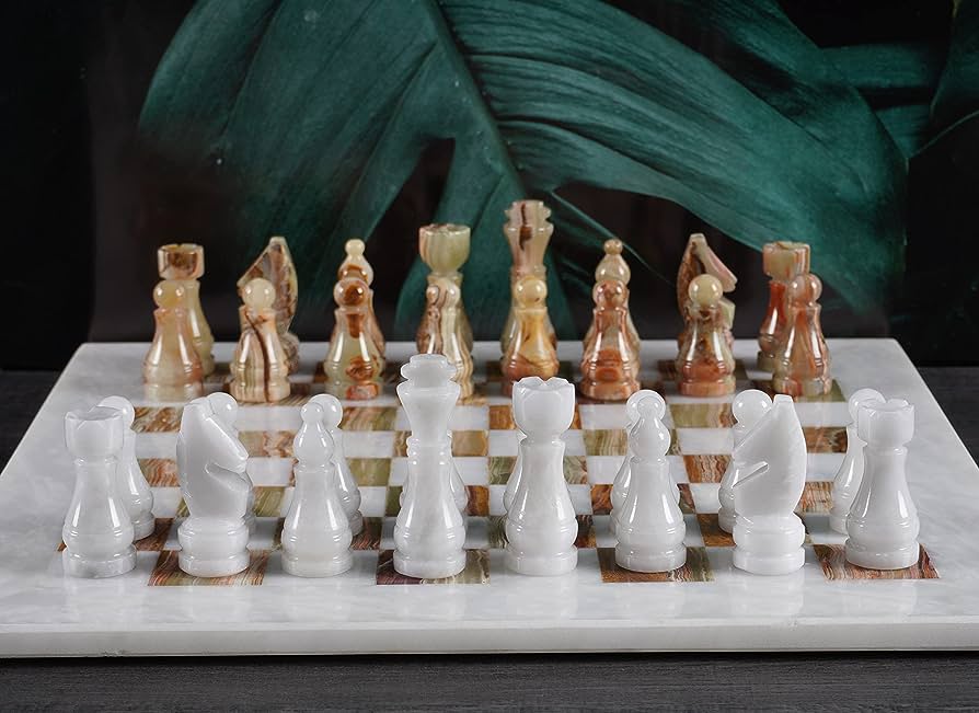 East Meets West: Chinese Motif Chess Set by Marble Island