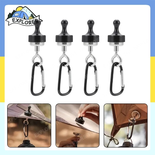 ส่งจากกรุงเทพตะขอแขวนแม่เหล็ก อุปกรณ์เสริม สาหรับตั้งแคมป์กลางแจ้ง คาราบิเนอร์ คลิปตะขอแม่เหล็ก ตะขอแขวนเต็นท์