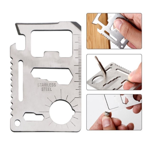 ร้านของใช้ในบ้าน การ์ดเครื่องมืออเนกประสงค์ พกพาง่าย เหมาะกับสาย Camping มาพร้อมซองหนังอย่างดี