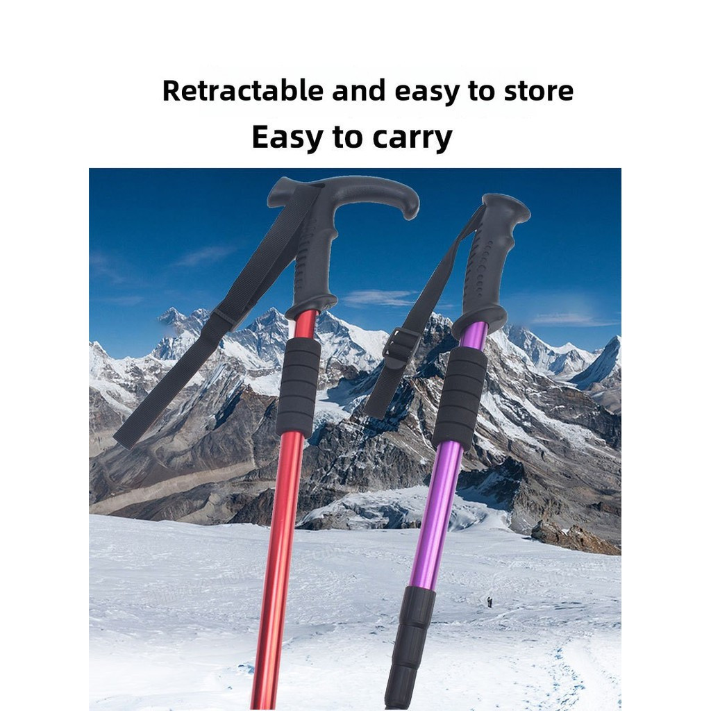 ไม้เท้าเดินป่าแบบยืดหดได้ ทำจากอลูมิเนียมอัลลอยด์ 365H VJAZ J7BN