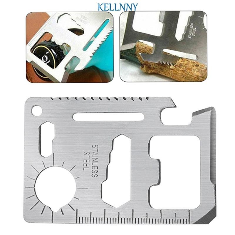 Kellnny 11 in 1 บัตรเครดิตกระเป๋าเครื่องมือ Survival Kit อุปกรณ์ Survival EDC เครื่องมือช่วยชีวิตการ์ดสาหรับเดินป่า Cam