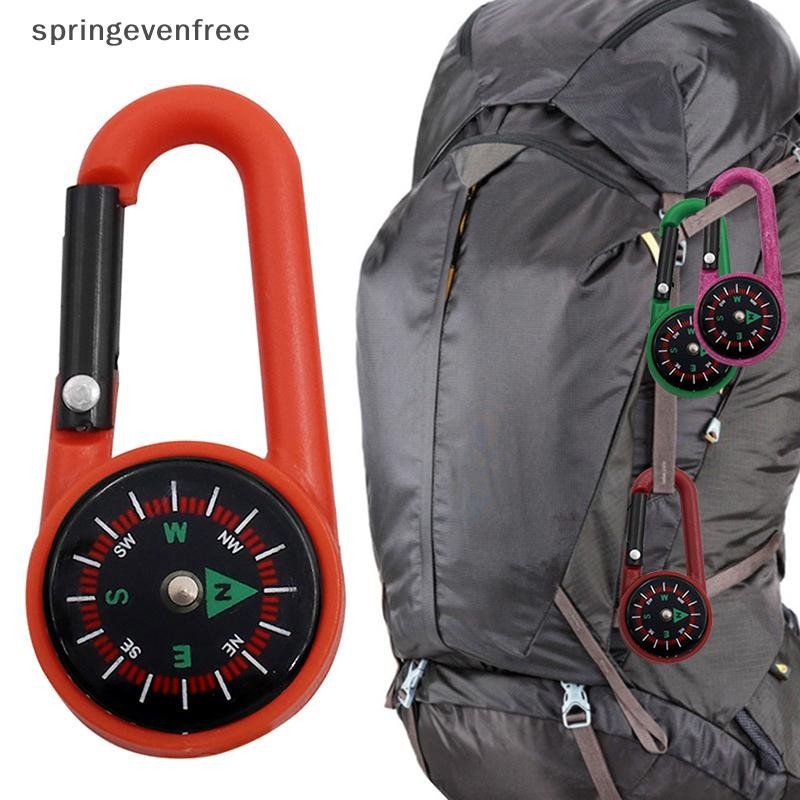Springevenfree Multifunctional กลางแจ้งพวงกุญแจ Mini เข็มทิศ Mountaineering Key แหวน Snap Hook Camping เดินป่าเครื่องมือเดินป่าสินค้า th