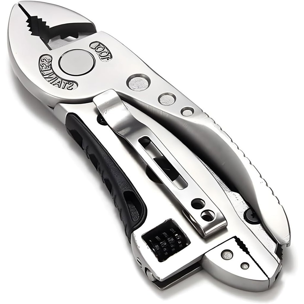 เครื่องมือมัลติทูล ประแจปรับขากรรไกรไขควงคีมตัดลวดแบบพกพาพับตั้งแคมป์หลายเครื่องมืออยู่รอดเกียร์ฉุกเฉินประกอบเครื่องมืออเนกประสงค์สาหรับล่าสัตว์กลางแจ้งและฮิกิน