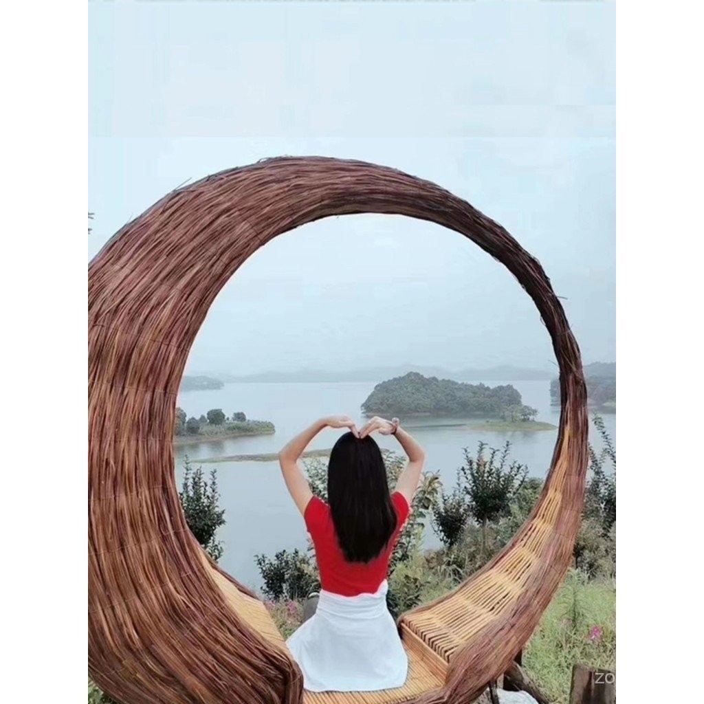 รังนกขนาดใหญ่รูปหัวใจจากเกาะบาหลี รูปแบบเดียวกัน สำหรับโฮมสเตย์กลางแจ้ง สถานที่ท่องเที่ยว ตกแต่งสร้างสรรค์ ชิงช้าเปลญวนขนาดใหญ่