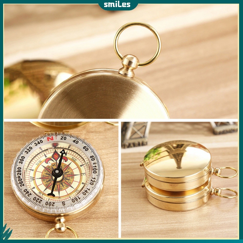 smiles เข็มทิศทองแดงสไตล์วินเทจสาหรับตั้งแคมป์กลางแจ้ง