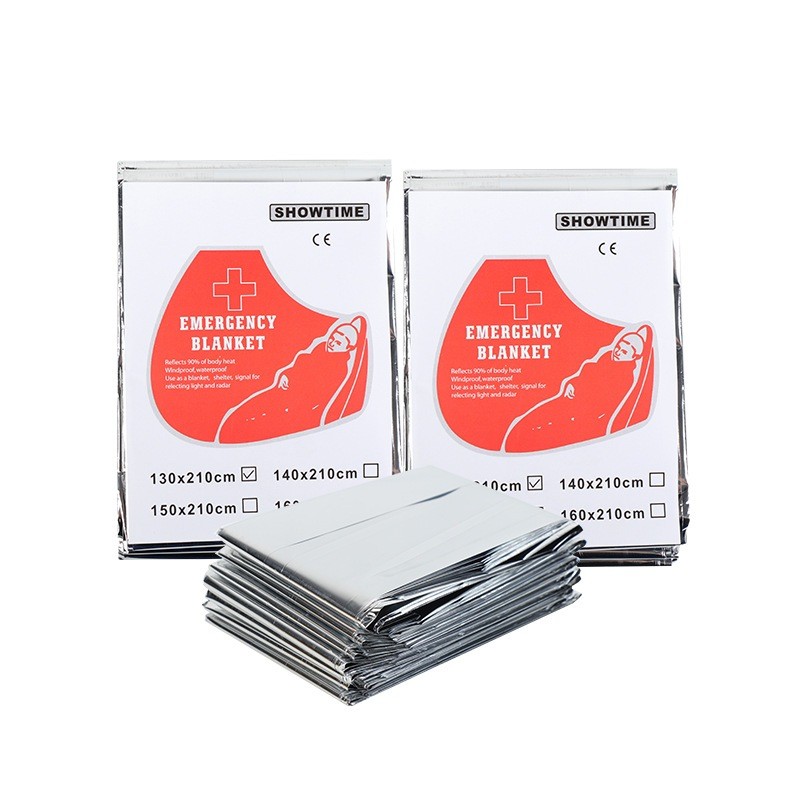 ผ้าห่มอวกาศ130210ซม 160210ซม ฉุกเฉิน แผ่นสะท้อนแสง emergency rescue blanket เทคโนโลยีจาก ผ้าห่มฉุกเฉินกันน้ำสำหรับกลา