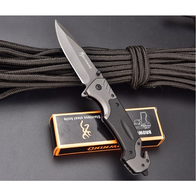 มีดพับพกพา Browning เดินป่า คมมาก แข็งแรง เหล็กหนาทนทาน ขนาดใหญ่พอดีมือ ใช้งานดีเยี่ยม เปิดคมแล้ว