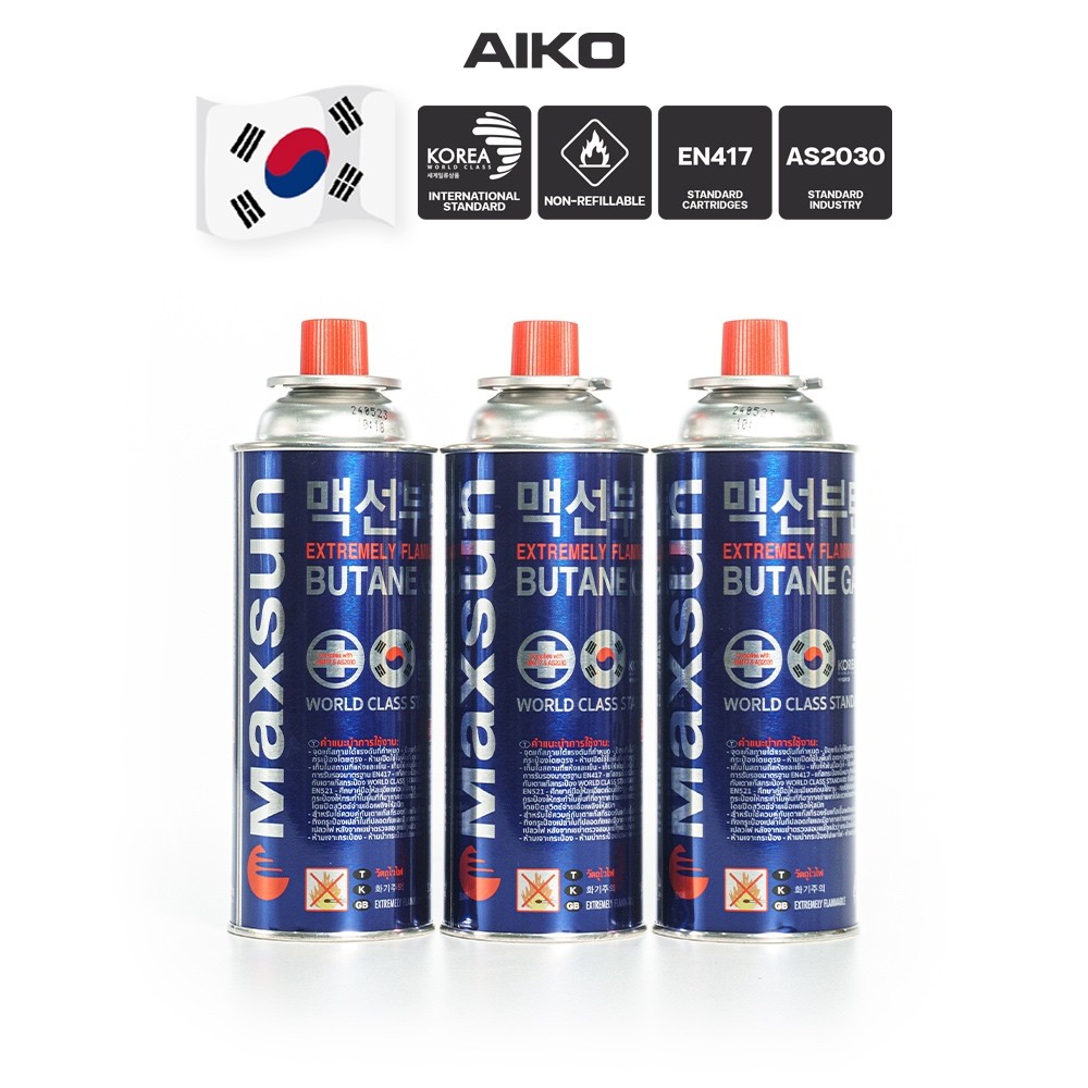 MAXSUN MSF3P แก๊สกระป๋อง แพ็คสาม ผลิตและนำเข้าจากเกาหลี แก๊ส แก๊สกระป๋อง gas