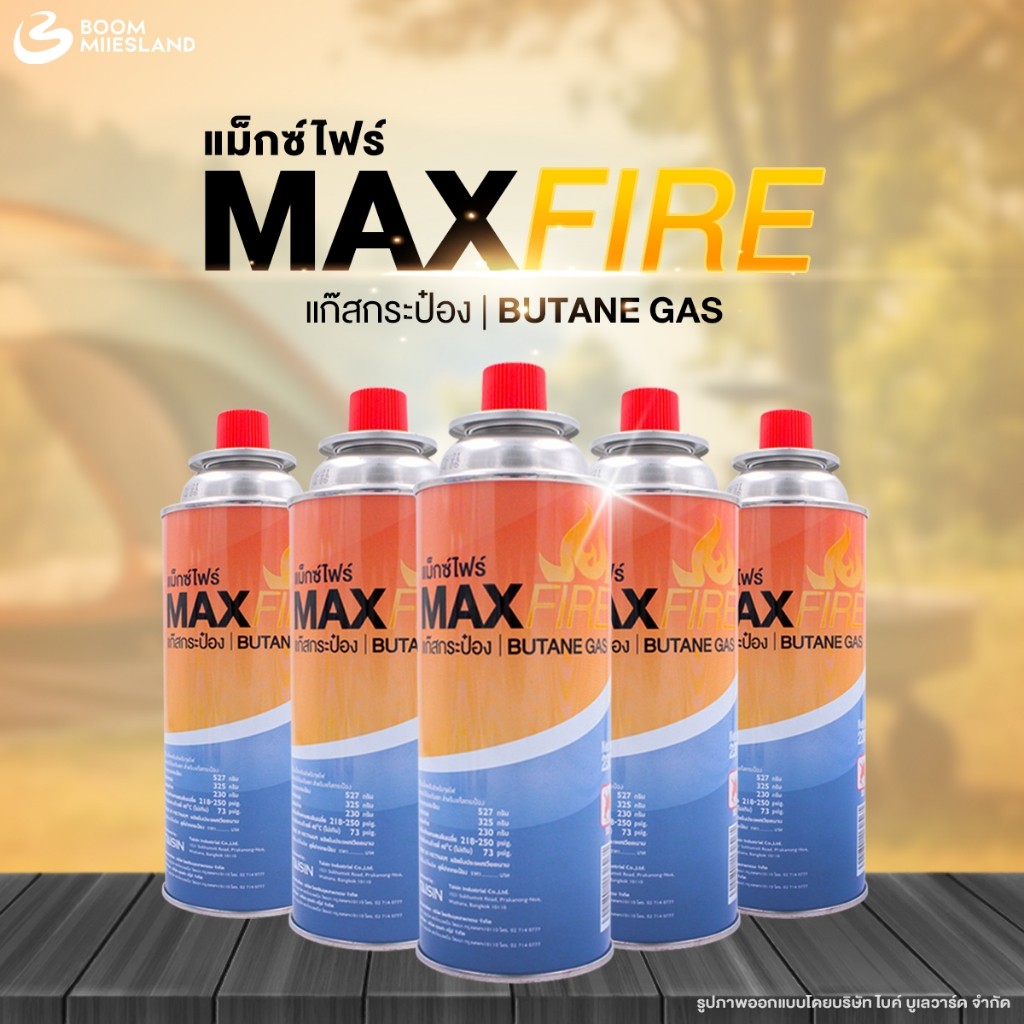 Max Fire แก๊สกระป๋อง น้ำก๊าซ 250 กรัม จำนวน 3 กระป๋อง แม็กไฟ แก๊สหุงต้ม ก๊าซ Maxfire