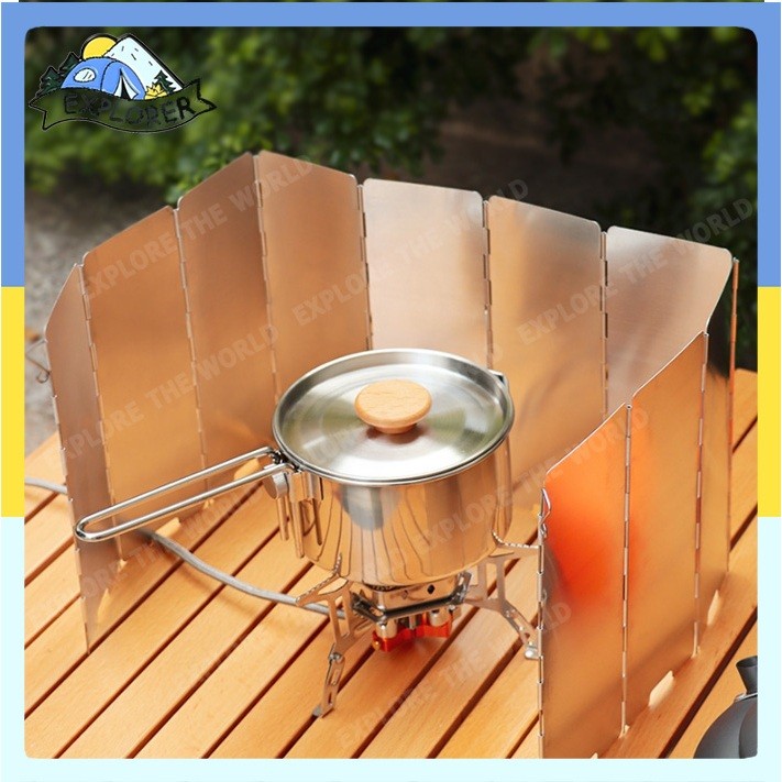 ส่งจากกรุงเทพใหญ่ 10 แผ่น แผ่นบังลมเตาแก๊ส แบบพับได้ น้าหนักเบา สาหรับตั้งแคมป์กลางแจ้ง