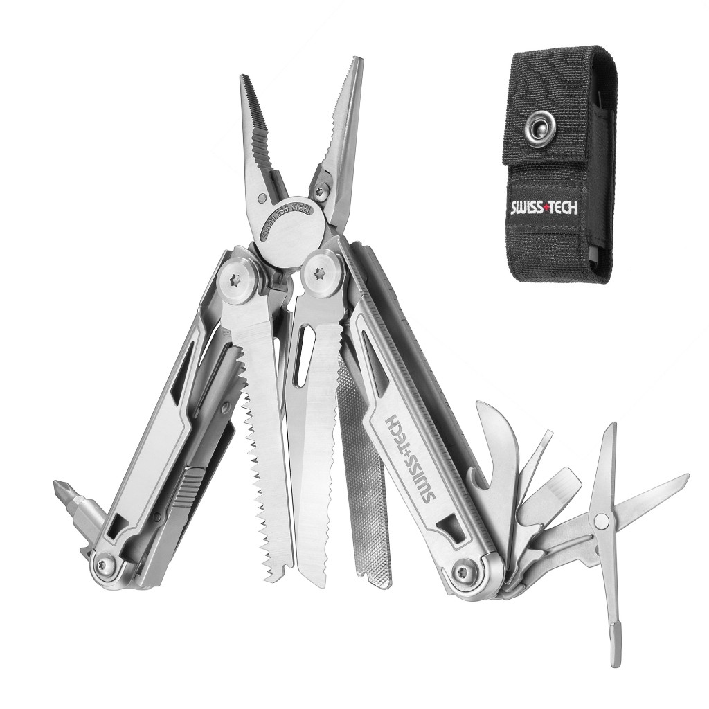 Swiss TECH16 in 1 Camping Multitool คีมอเนกประสงค์ คีมปอกสายไฟ กระเป๋ากลางแจ้ง มินิแบบพกพาสาหรับการตั้งแคมป์ มาใหม่ล่าสุด