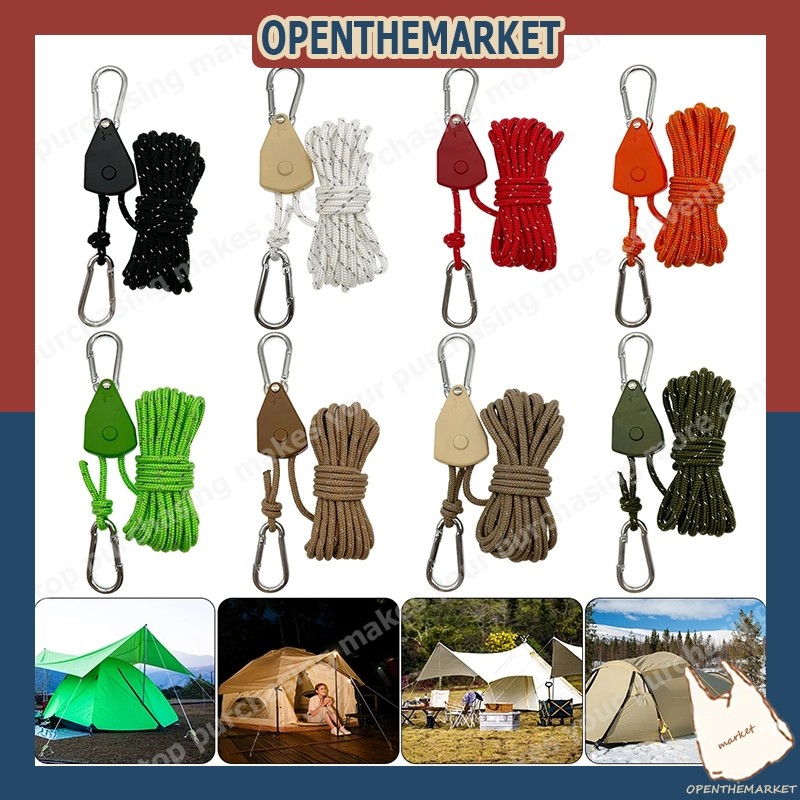 สินค้าพร้อมส่งเชือกเต็นท์ เชือกรอกปรับระดับได้ เชือกสมอ ปรับความตึงไนล่อน สาหรับตั้งแคมป์กลางแจ้ง เต็นท์ 4 18 เมตร