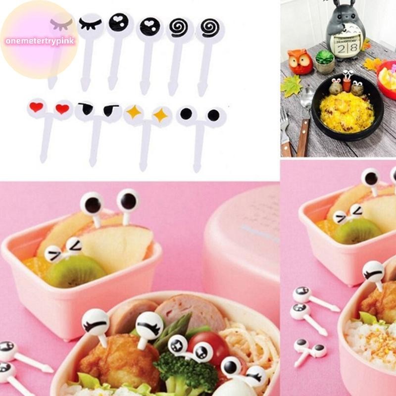 ONEPINK Mini Eyes ส้อมผลไม้สำหรับเด็ก แบบฟาร์มการ์ตูน ใช้ได้กับ Bento และขนมเค้ก