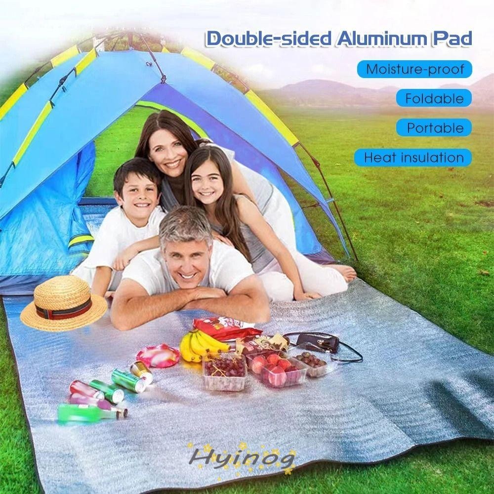 เสื่อฟอยล์โฟมฉนวนกันความร้อน ฮิอิโนก เต็นท์รอยเท้าสะท้อนความร้อนกันน้าเสื่อตั้งแคมป์ พับความร้อนเบาเบาะรองนอนกลางแจ้ง
