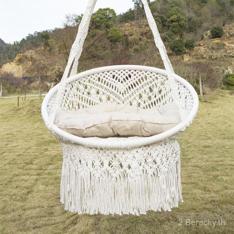 คัดสรรระดับพรีเมียม สำหรับเก้าอี้แขวนในโฮมสเตย์ เปลญวน ผ้าฝ้ายทอแบบมีพู่ ตะกร้าแขวน