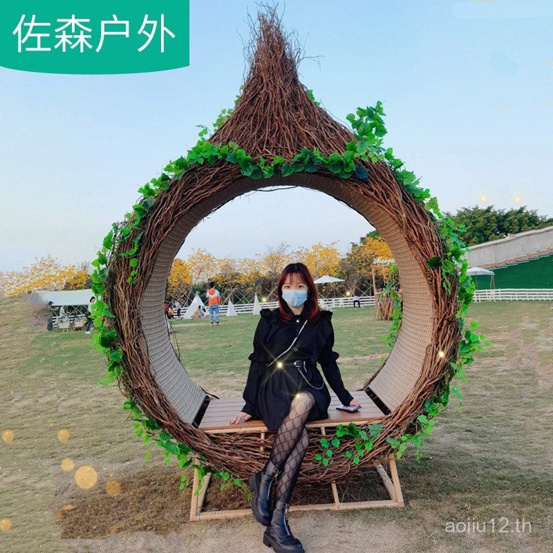 ชิงช้ากลางแจ้ง จุดชมวิวในสวน เช็คอิน เปลญวนรังนกหวาย โฮมสเตย์คนดังอินเทอร์เน็ต เก้าอี้รังนกแขวนแบบสร้างสรรค์