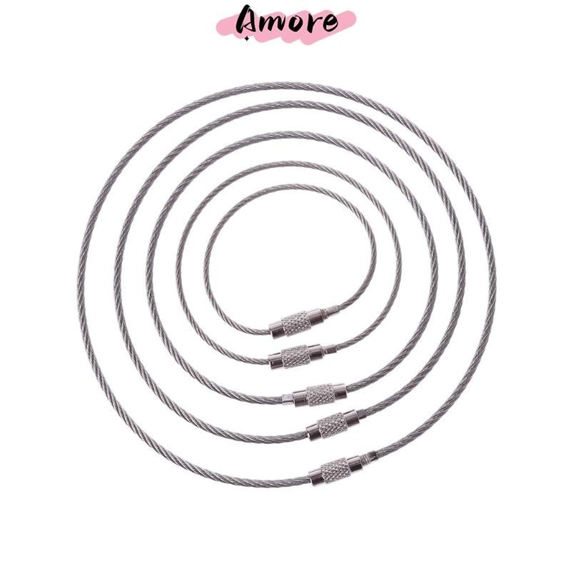 Stainless Steel Wire Keychain Cable for Key Ring Chain Outdoor Luggage Tag Loop