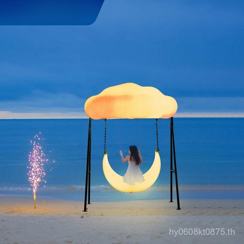 ไฟกลางคืนสำหรับเปลญวนกลางแจ้ง แสงแนวนอนสำหรับพักผ่อน ชายหาด เตียงอาบแดดพลังงานแสงอาทิตย์ สวน แสงบรรยากาศเมฆ ชิงช้าสำหรับผู้ใหญ่ SJ7D
