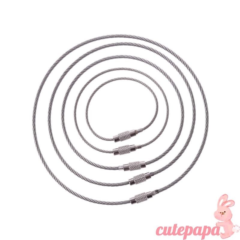 Stainless Steel Wire Keychain Cable for Key Ring Chain Outdoor Luggage Tag Loop