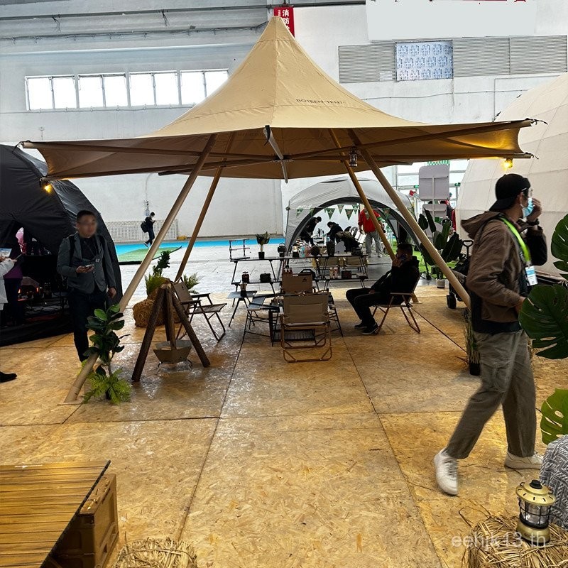 หมวกฟางขนาดเล็ก เต็นท์พีระมิดอินเดีย หลังคาสำหรับตั้งแคมป์ โฮมสเตย์ แคมป์ปิ้ง สถานที่ท่องเที่ยวอินเทรนด์ ร่มเงาในสนาม