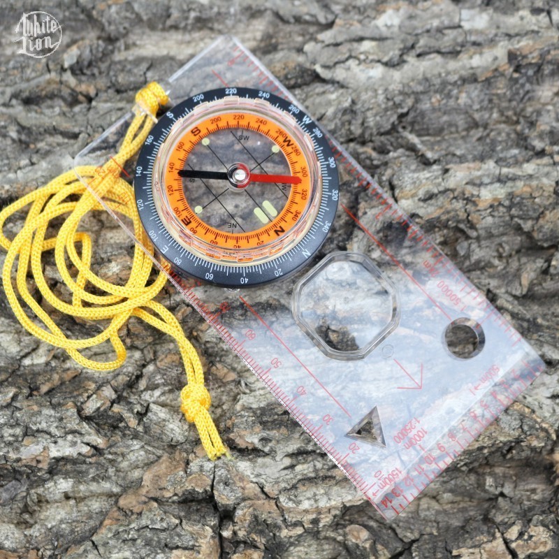 Wl ใหม่ ไม้บรรทัดสเกลเข็มทิศ แผนที่ พร้อมสายคล้อง แบบพกพา สาหรับตั้งแคมป์ เดินป่า กลางแจ้ง
