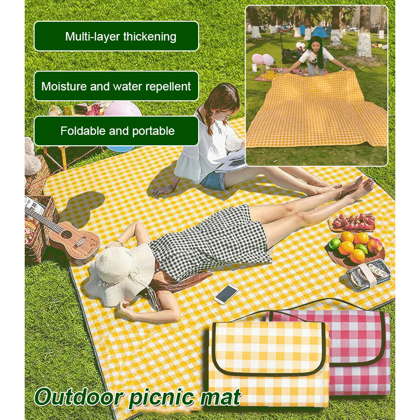 เสื่อปิกนิกกลางแจ้ง ผ้าปิคนิคหนาแบบพกพากันน้ำ เสื่อตั้งแคมป์กลางแจ้งที่ดูสูง