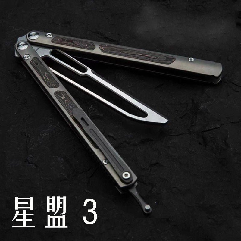 MAXACE สตาร์อัลไลแอนซ์ รุ่นที่ 3 M390 ระบบแกนสวิงเหล็กแบบผีเสื้อ ใบมีดฝึกซ้อมที่ไม่ได้ลับ