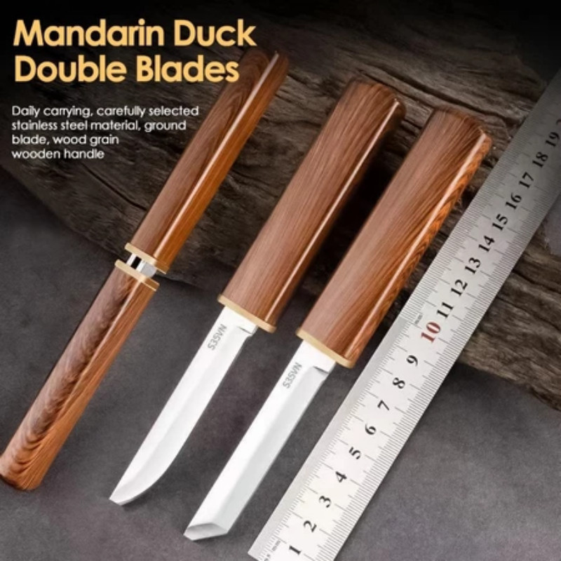 ชุดมีดคู่ ใบสองด้าน แบบพกพา สาหรับตั้งแคมป์กลางแจ้ง มีดปลอกผลไม้ มีดคู่ 2in1 งแคมป มีดสแตนเลส ร้านไทย G3203