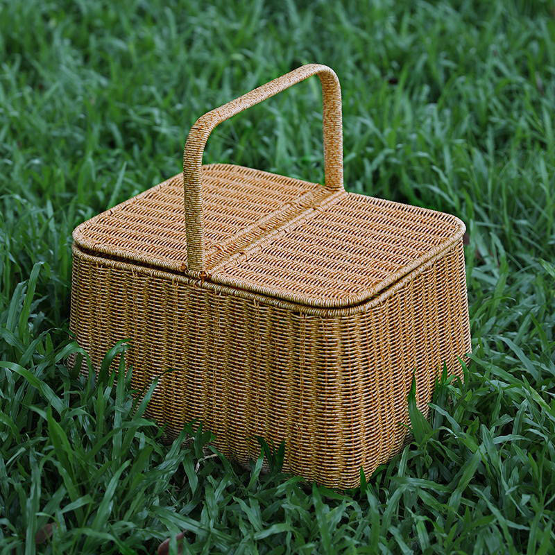 เก็บเงินปลายทาง นักเรียนทุ่มเทซุปเปอร์ความจุขนาดใหญ่ตะกร้าปิกนิกกลางแจ้ง อิน สไตล์ตะกร้าช้อปปิ้งที่มีฝาปิดตะกร้าช้อปปิ้งตะกร้าสัตว์เลี้ยงของขวัญวันหยุดสไตล์นอร์