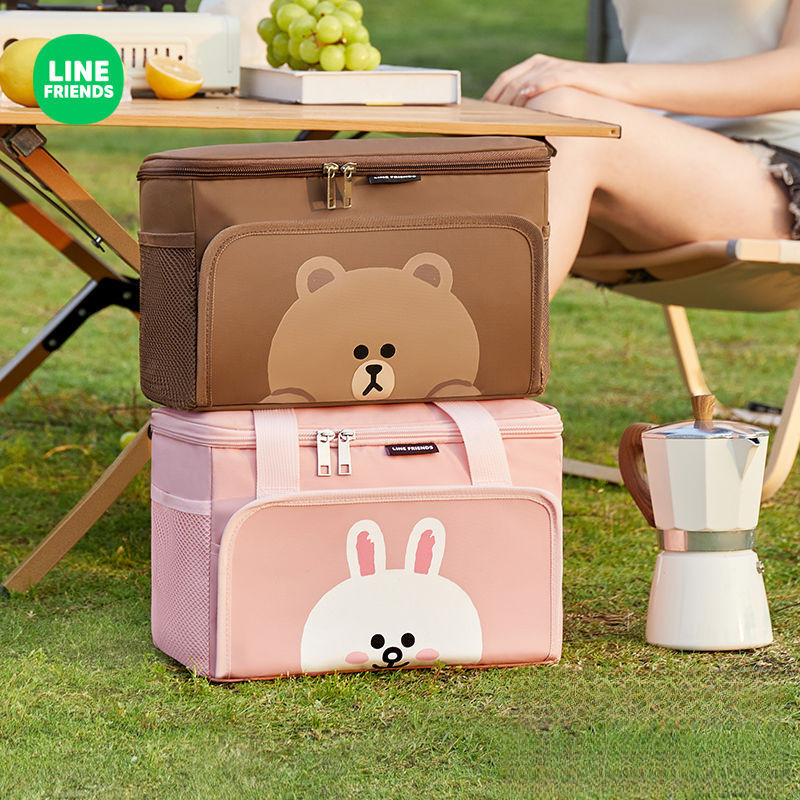 ชำระเงินเมื่อสินค้ามาถึง กระเป๋าเก็บของเย็นของ LINE FRIENDS ใช้สำหรับนักเรียน รถยนต์ และการเดินทาง ของขวัญสำหรับเทศกาล CYNDXD