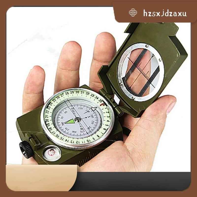 hzsxjdzaxu1 Pcs เข็มทิศความแม่นยาสูงกลางแจ้ง Gadget กันน้า ArmyGreen พลาสติก โลหะกีฬาเดินป่า Mountaineering Professional โลหะ Sight