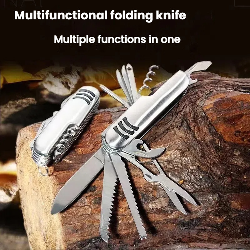 JUST BUY มีดอเนกประสงค์ มีดผสม มีดพับสแตนเลส แบบพกพา แคมป์ปิ้ง ซ่อมชุดเครื่องมือ