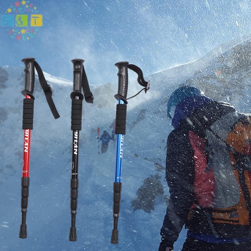 ST 51110CM อลูมิเนียมอัลลอยด์ Teleskopic Stick ไม้เท้าเดินป่ากลางแจ้งไม้เท้าเดินป่าปีนเขาไม้เท้า Alpenstock th