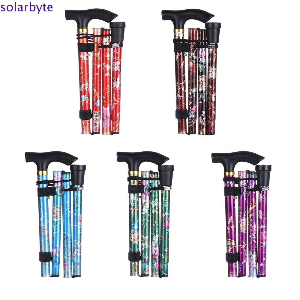 SOLARBYTE พับ Alpenstocks กลางแจ้ง Crutches สาหรับผู้หญิงผู้ชายน้าหนักเบาพับปีนเขาเดินป่าผู้สูงอายุไม้เท้า Trusty วิ่งอ้อยร้อนใหม่ดอกไม้โลหะ Cane