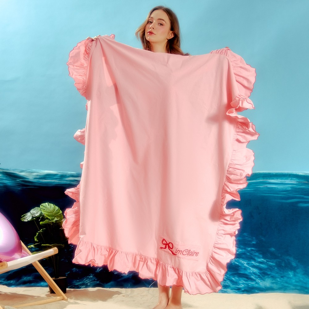 imClaire ผ้าห่มเสื่อปิกนิก Ruffle สีชมพู