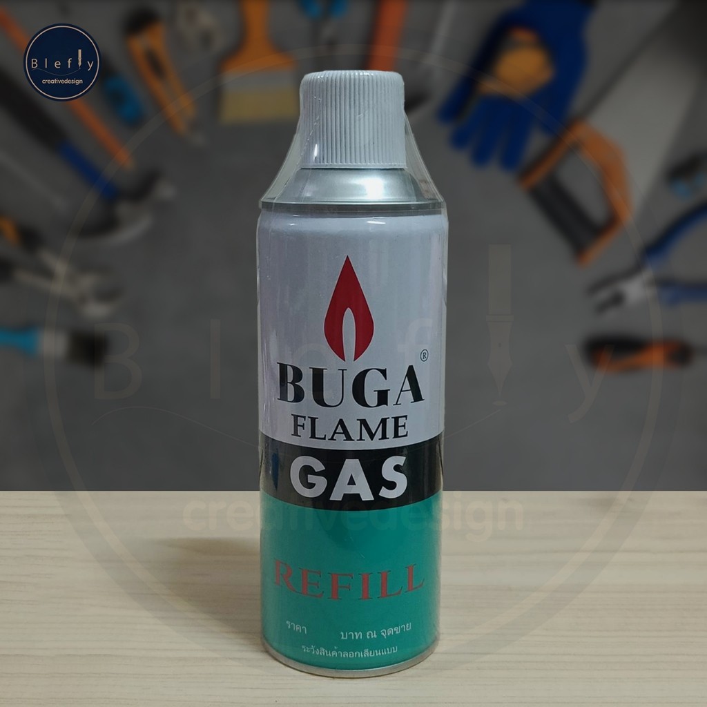 ส่งทุกวัน  แก๊สกระป๋อง Buga ขวดใหญ่ 300กรัม แก๊สเติมไฟแช็ค กระป๋องแก๊สพกพา BUGA FLAME Gas Refill ราคาหนึ่งกระป๋อง