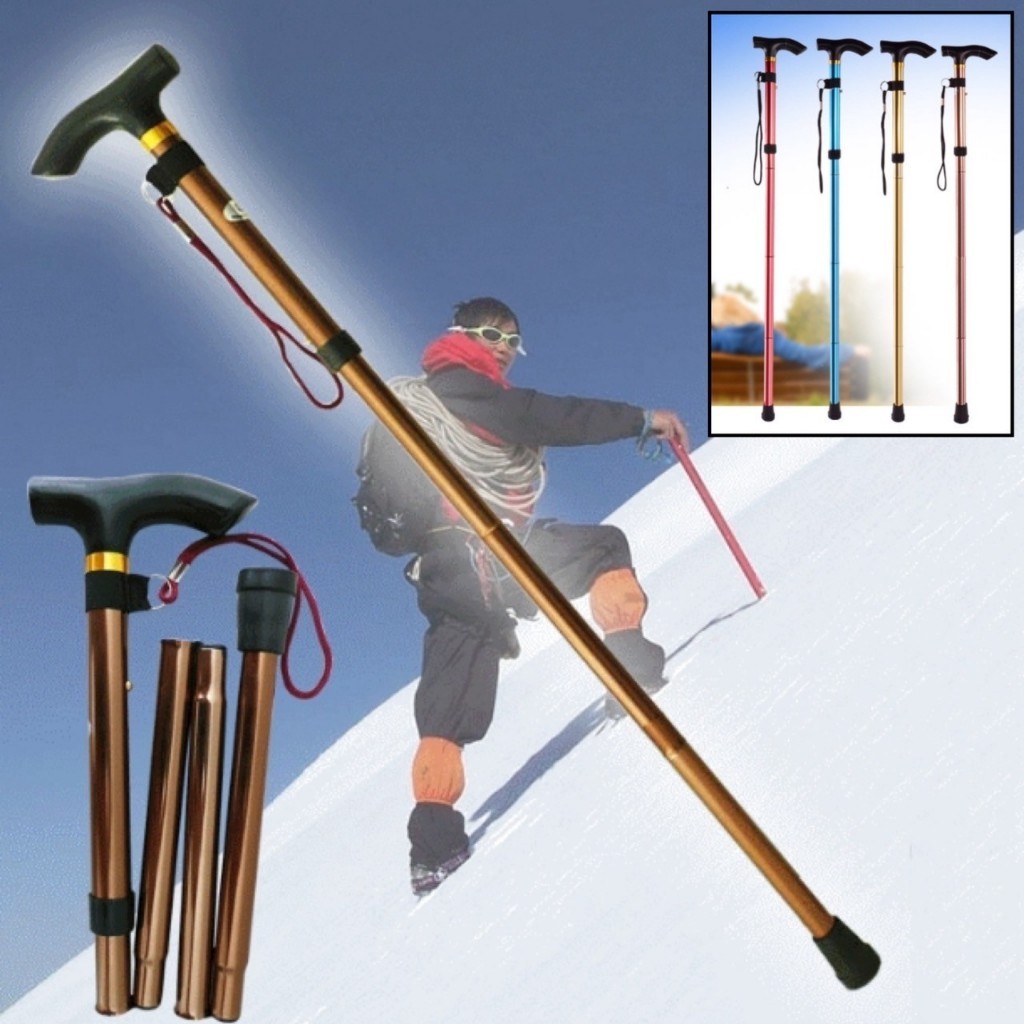 ไม้เท้า พับได้ ไม้เท้าเดินป่า ไม้เท้าช่วยเดิน ช่วยพยุง คนแก่ ผู้สูงอายุ Trekking Pole ยาว 95 ซม น้ำหนักเบา