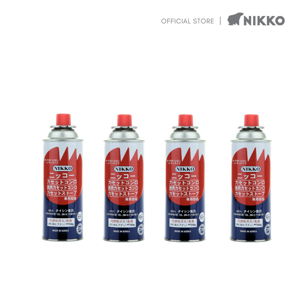 4 กระป๋อง NIKKO แก๊สกระป๋อง แก๊สปิคนิค ปริมาณ ป้องกันแก๊สระเบิด CRV ปริมาณ 250g