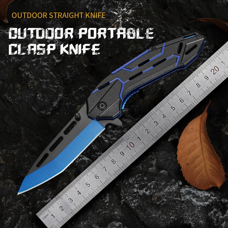 Folding Knife สไตล์คลาสสิค มีดพับสปริง 21CM มีความแข็งสูง 56HRC สแตนเลส 40CR13MOV มีดพับ มีดพับเล็ก มีดพับเดินป่า