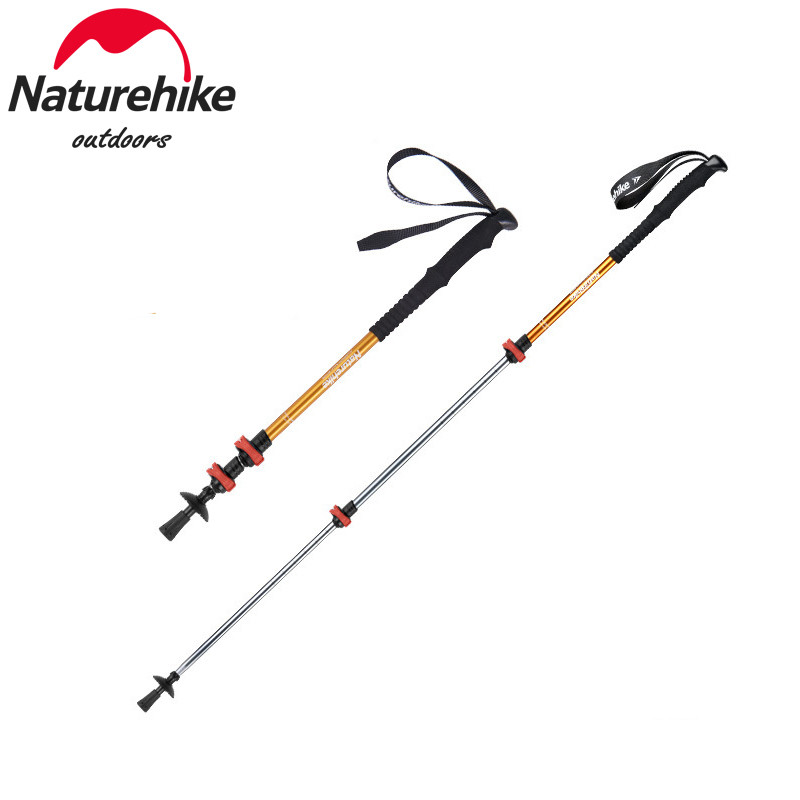 Naturehike ไม้เท้าเดินป่ากลางแจ้งแบบพับได้ Telescopic Camping แบบพกพาเดินเดินป่าน้าหนักเบา Stick