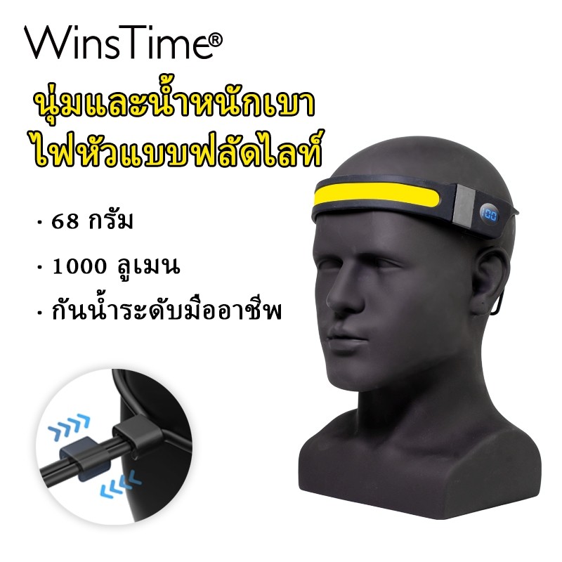 WinsTime T20 COB ไฟหน้ากันน้า LED ทางาน USB LED Spotlight Camping เดินป่ากลางแจ้งหัวโคมไฟกันน้าวิ่งตกปลา