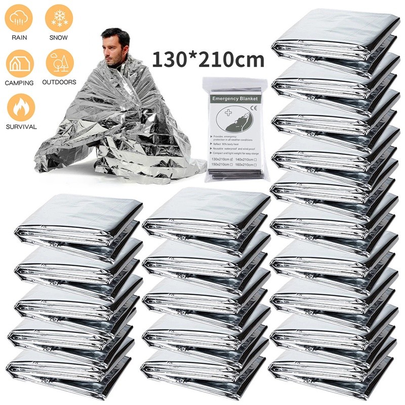 พร้อมส่ง ผ้าห่มฉุกเฉิน emergency blanket ผ้าห่มฉุกเฉินกันน้ำสำหรับกลางแจ้ง กางเต้นท์ เดินป่า ผ้าห่มพกพา ผ้าห่มพับได้