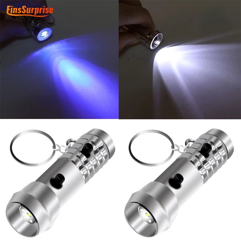 Surprise พวงกุญแจไฟฉายฉุกเฉิน LED ขนาดเล็ก ทนทาน สีเงิน สาหรับตั้งแคมป์กลางแจ้ง