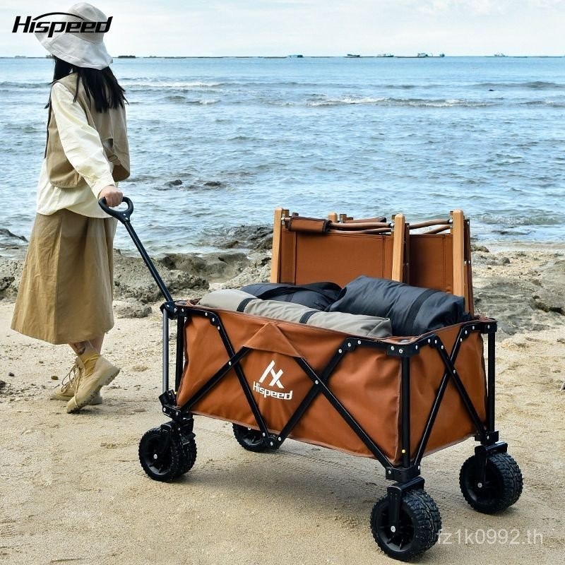 รถเข็นตั้งแคมป์พับได้ ขนาดเล็ก พ่วงดึง สำหรับปิกนิกและOutdoor มีโต๊ะและธงความเร็ว ราคาประหยัด