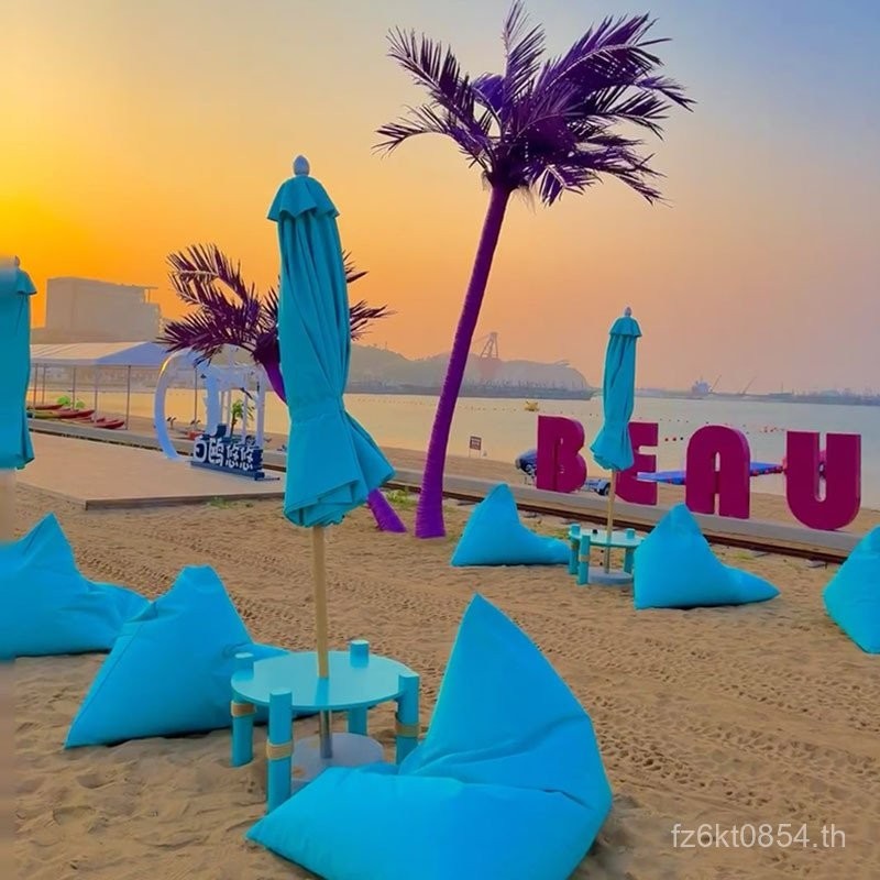 Outdoor Beach Table Set พร้อมโซฟาขี้เกียจและ sunscreen สไตล์ seaside สำหรับ influencer 1YWI