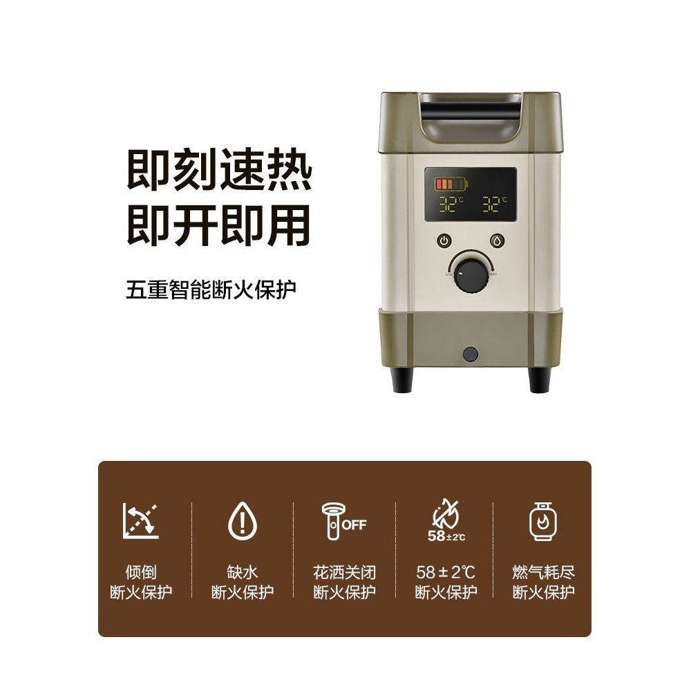 ICECO Outdoor Shower Camping เครื่องทำน้ำอุ่นพกพาแก๊ส Bath Handy ความร้อนรวดเร็wสำหรับการเดินทางและแคมปิ้ง