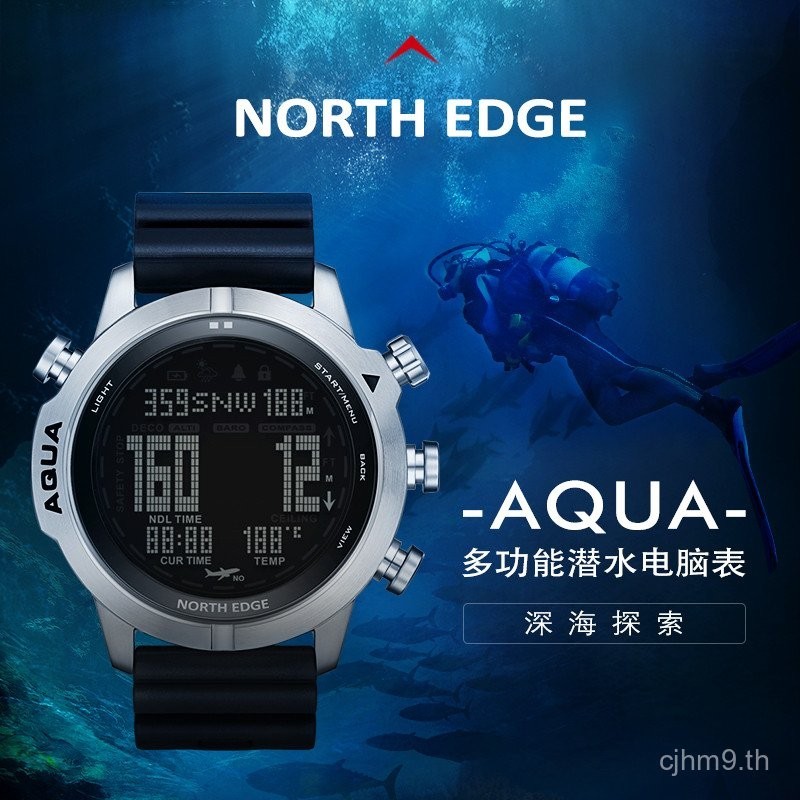 North Edge กลางแจ้ง Scuba Freediving Gauge เครื่องวัดค่าต่างๆ กันน้ำ เช่น อุณหภูมิ และเข็มทิศ