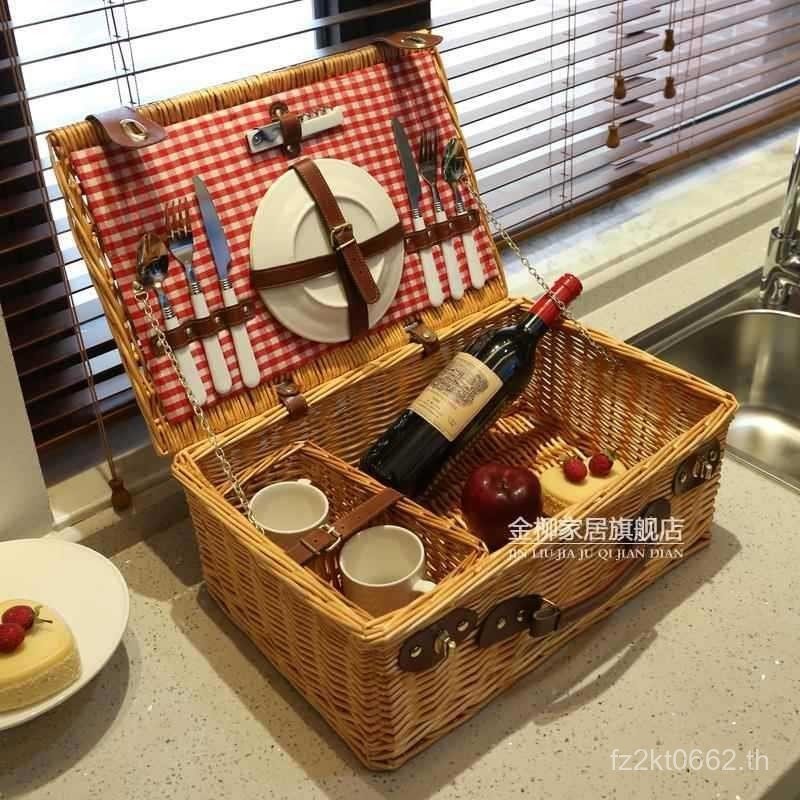 อุปกรณ์ปิกนิกชุดเต็มIns Photo Props Influencerหวายฤดูใบไม้ผลิOutingตะกร้าปิกนิกตะกร้าบนโต๊ะอาหารตะกร้าเก็บPSF2