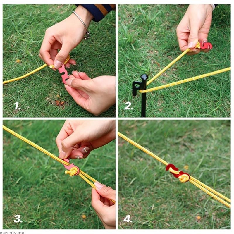 Seve Guy Rope Tensioners Guy Line Cord Adjuster อลูมิเนียมอัลลอยด์ลมเชือกหัวเข็มขัดชุด