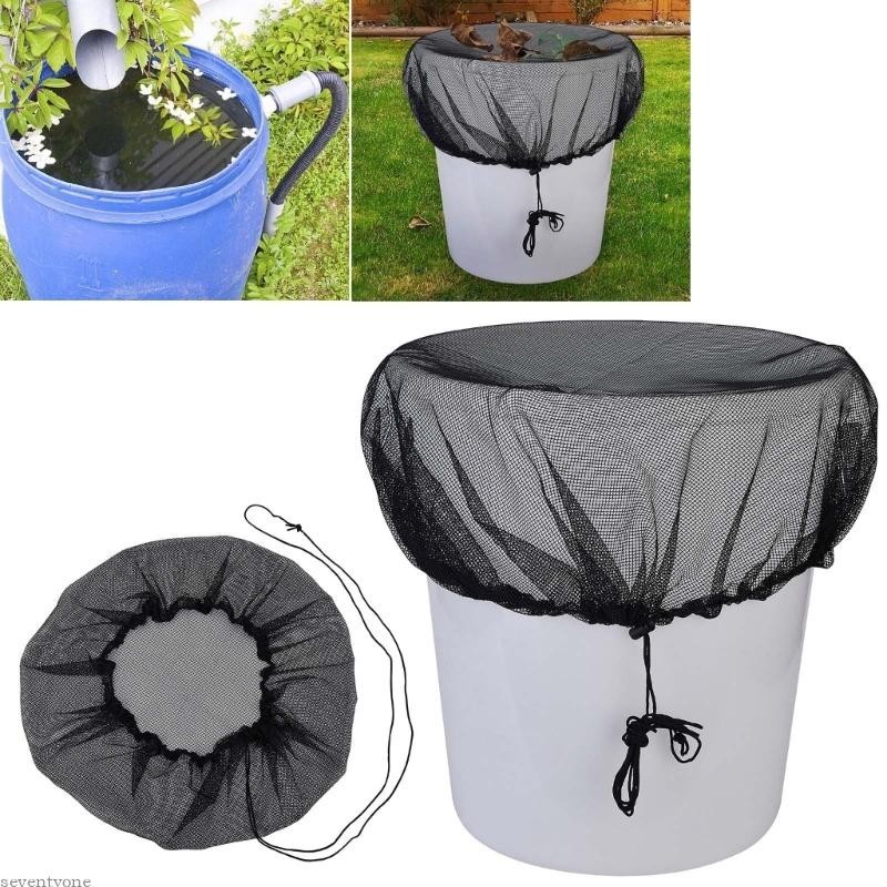 Seve Rain Barrels Mesh Covers Water Collection Buckets Screen Covers with Drawstring